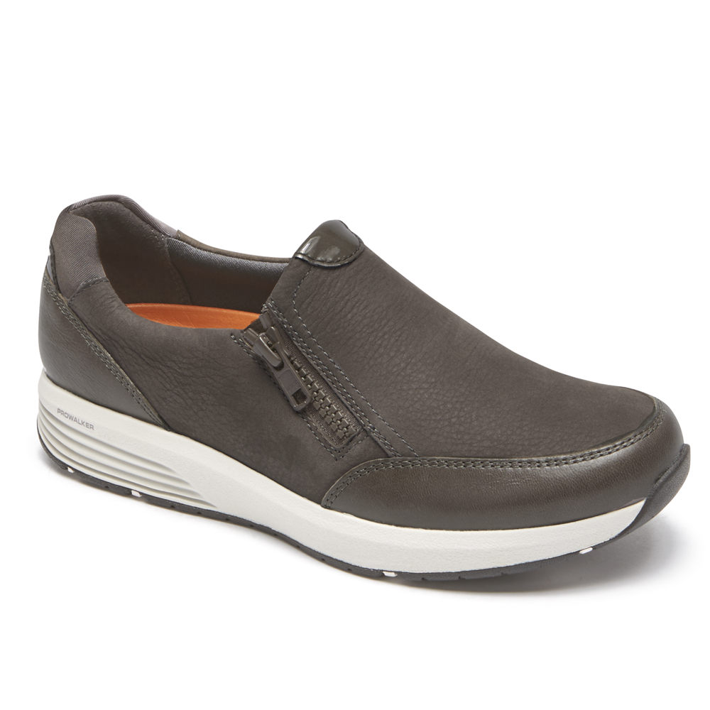 Slip-Ons Rockport Mujer Mexico - Trustride Side Cremallera Grises Oscuro - LWYJG5678